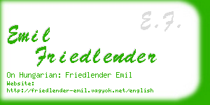 emil friedlender business card